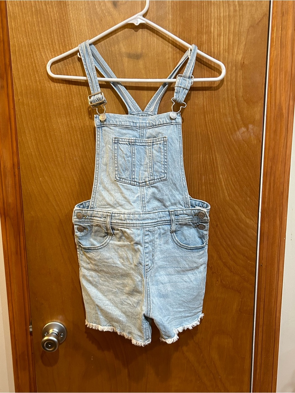 Cat & Jack Light Blue Denim Short Overalls size 10-12